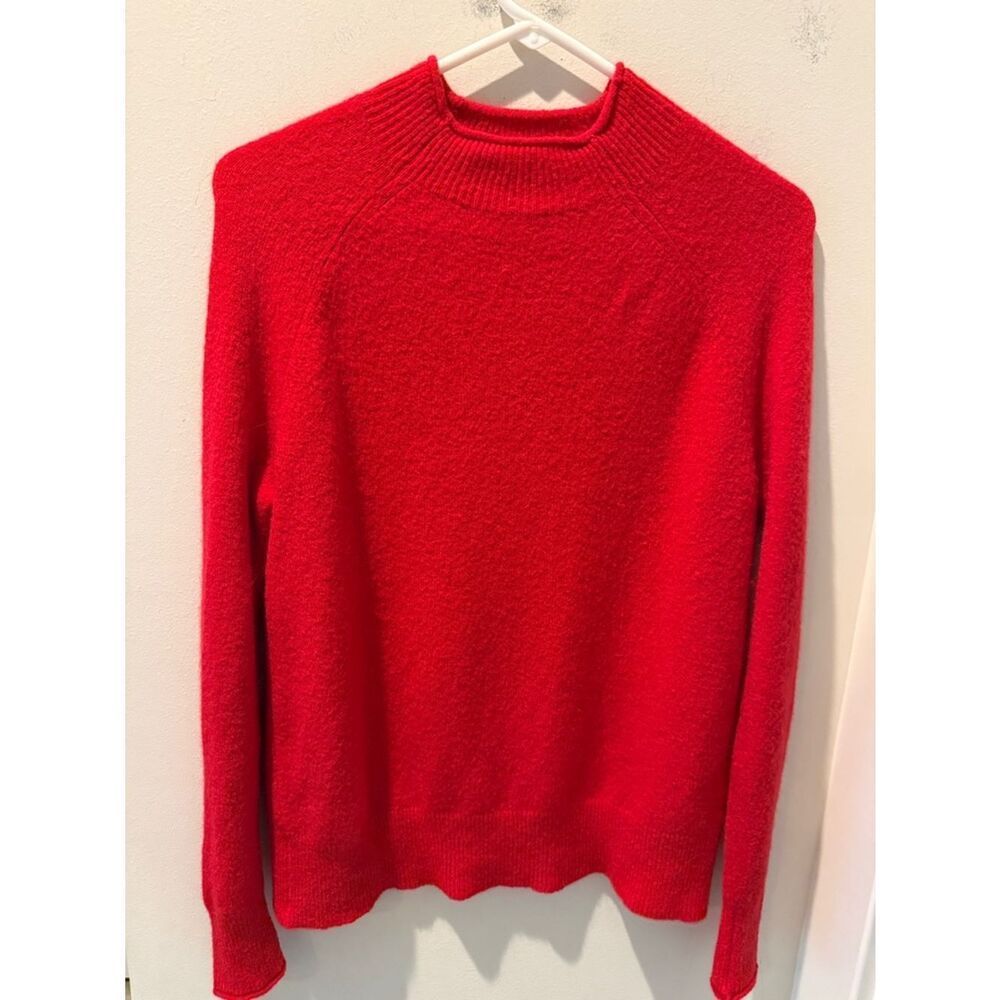 J. Crew Roll Neck Bright Red Marino Wool Blends Knit Sweater Size Xs